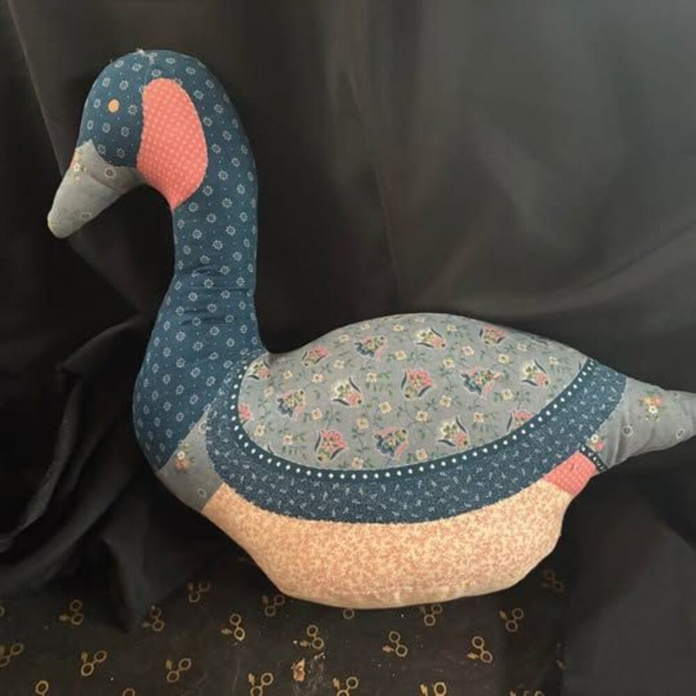 Vintage goose duck grandma quilted pillow